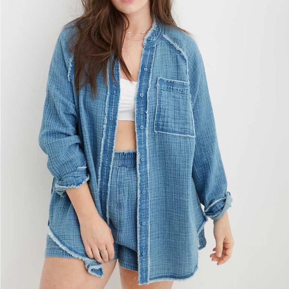 Aerie Blue Button Down Shirt